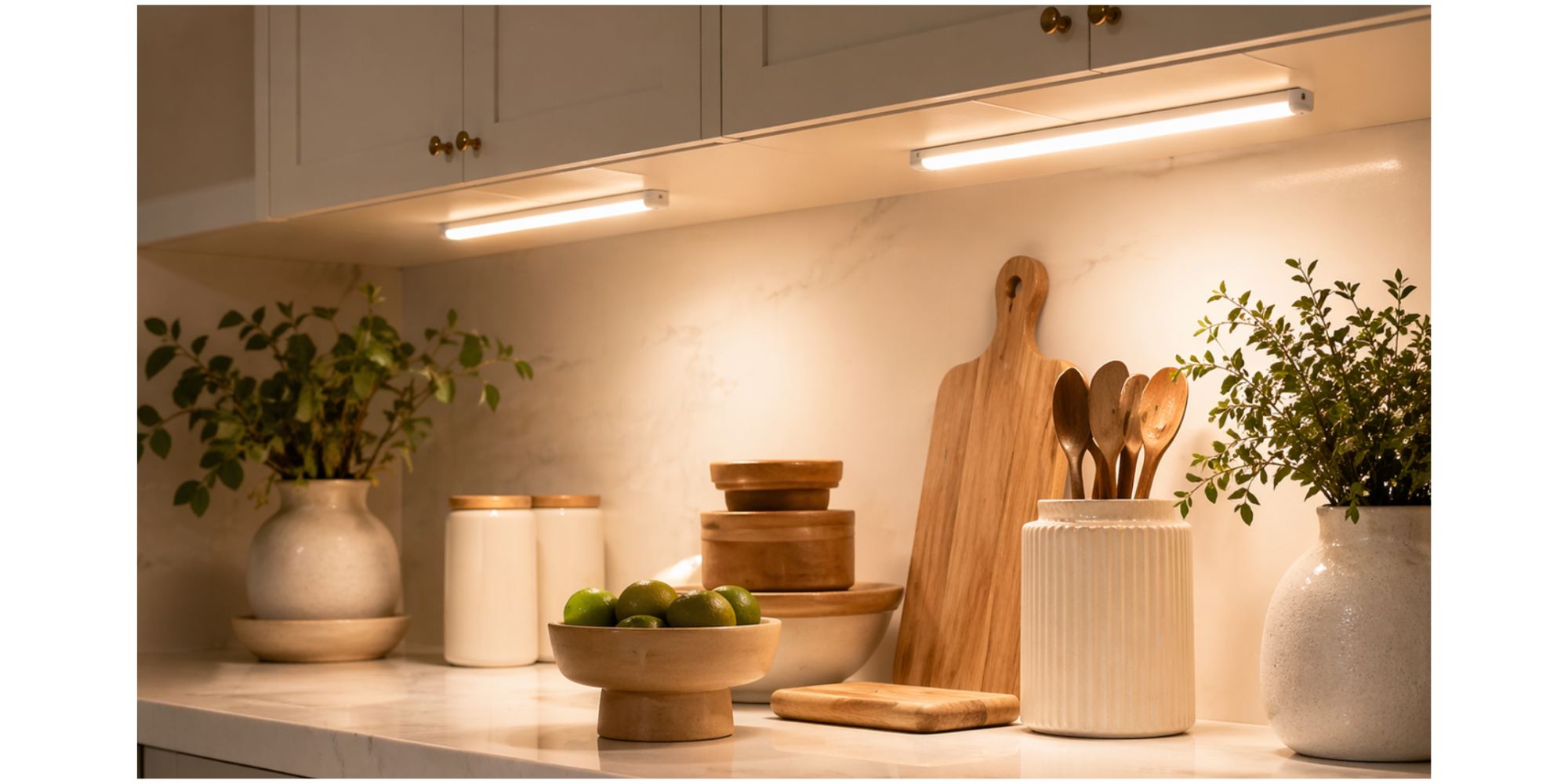 NestLuma wireless motion light on a marble surface with warm ambient glow